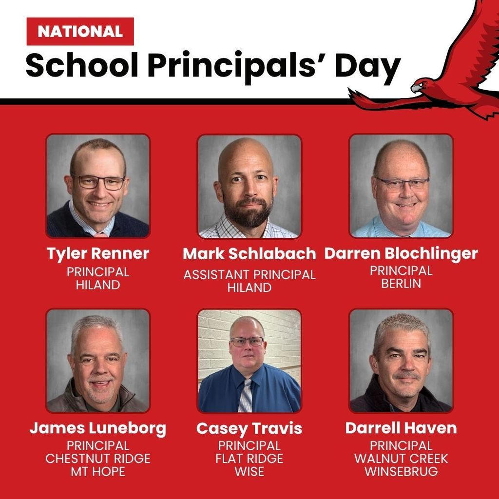 National School Principals' Day - Tyler Renner, Mark Schlabach, Darren Blochinger, James Luneborg, Casey Travis, Darrell Haven