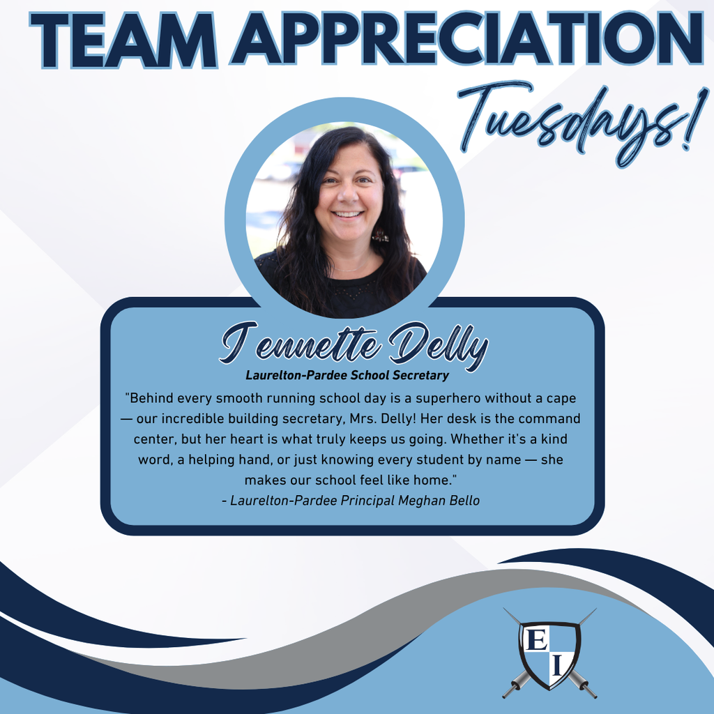 Team Appreciation Tuesdays Jennette Delly Laurelton Pardee School Secretary Behind every smooth running school day is a superhero without a cape — our incredible building secretary, Mrs. Delly! Her desk is the command center, but her heart is what truly keeps us going. Whether it's a kind word, a helping hand, or just knowing every student by name — she makes our school feel like home.  - Principal Meghan Bello