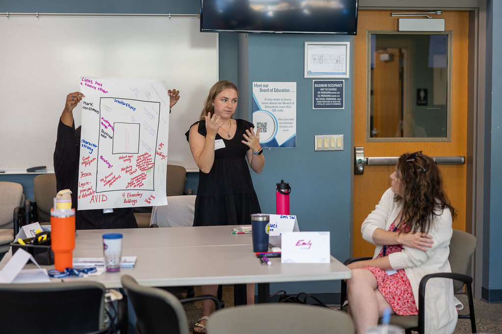 teachers working on their poster and presenting them