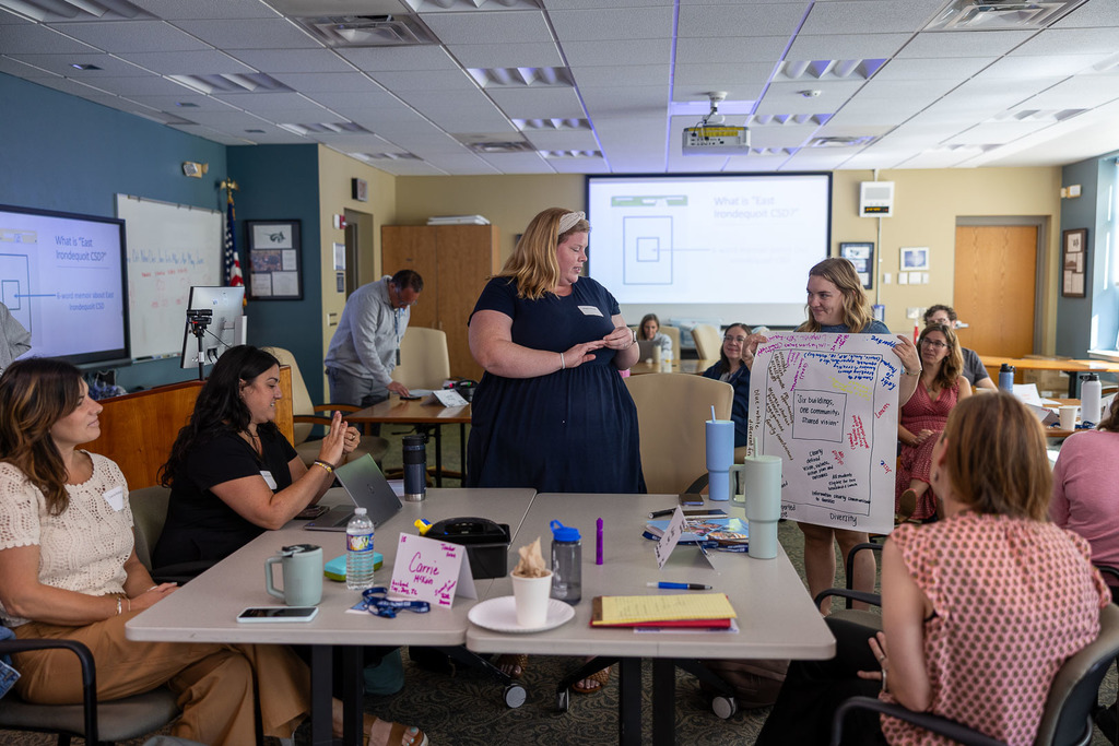 teachers working on their poster and presenting them