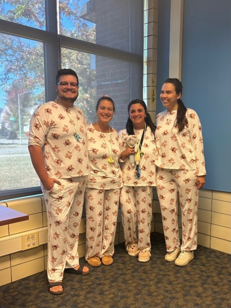 Staff dressed as toddlers and elderly