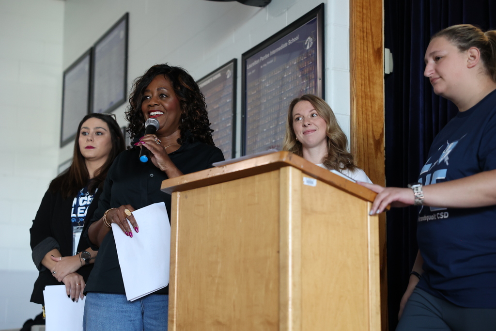 Teachers and staff present to students about responsibility