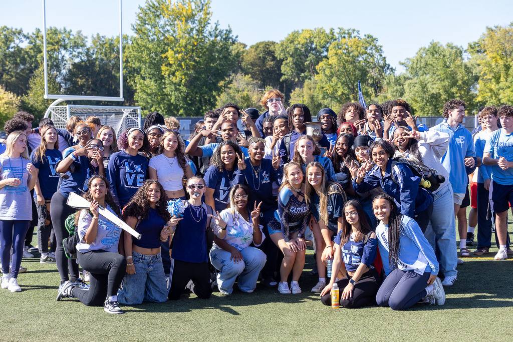 students participating in homecoming pep rally