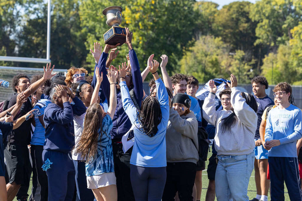 students participating in homecoming pep rally