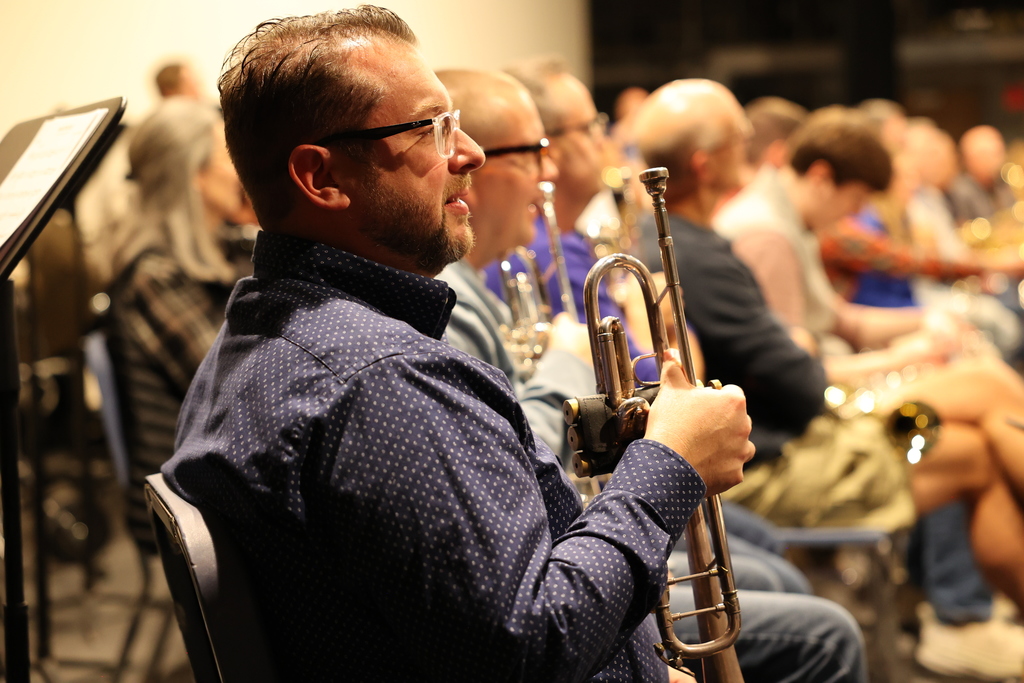 Teacher with trumpet at professional learning