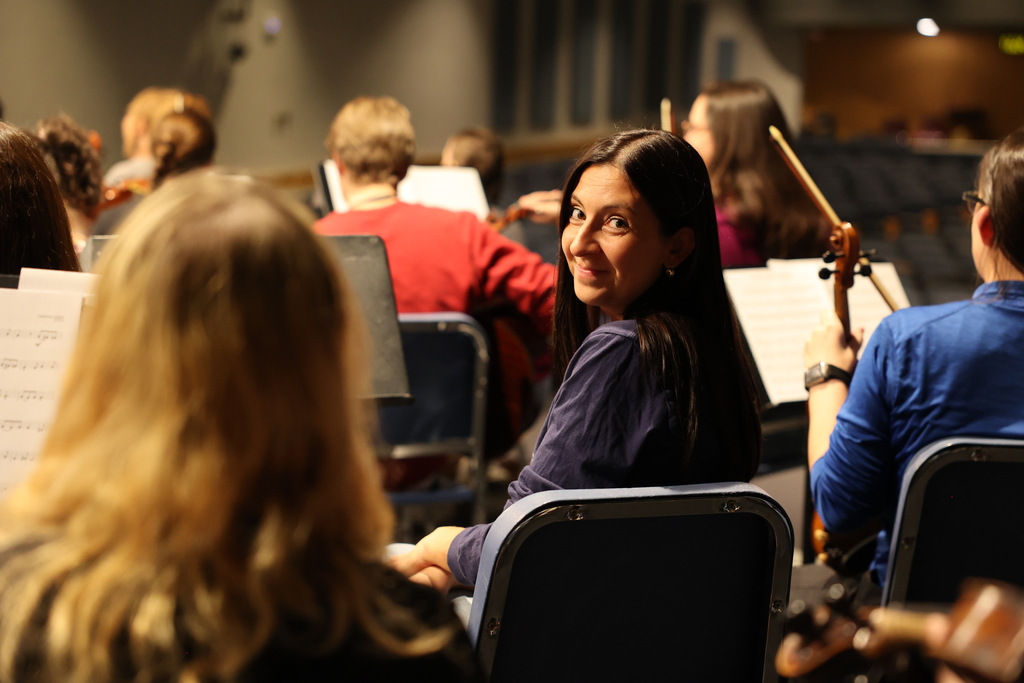 Teacher with clarinet at professional learning