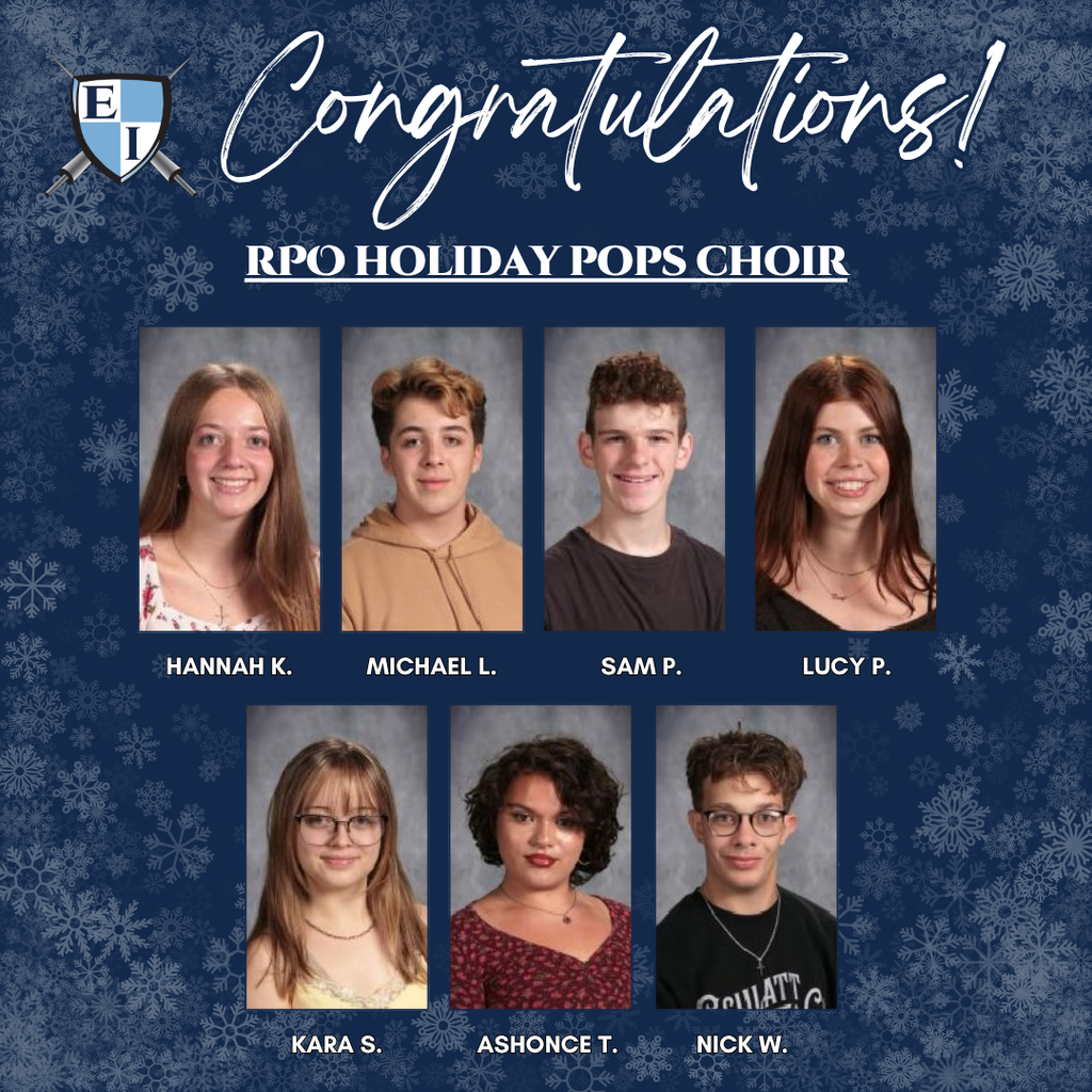 Congratulations! RPO Holiday Pops Choir Hannah K., Michael L.,m Sam P., Lucy P., Kara S., Ashonce T., Nick W.