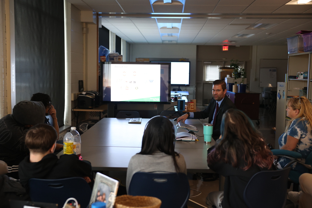 County Legislator David Long speaks to a classroom