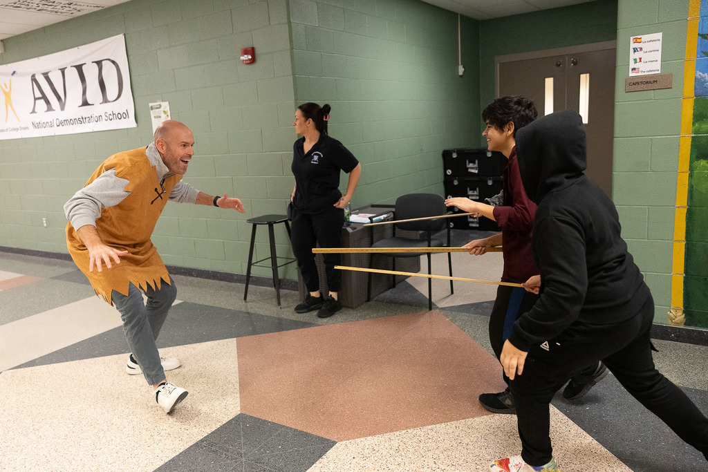 students learning about the stone age