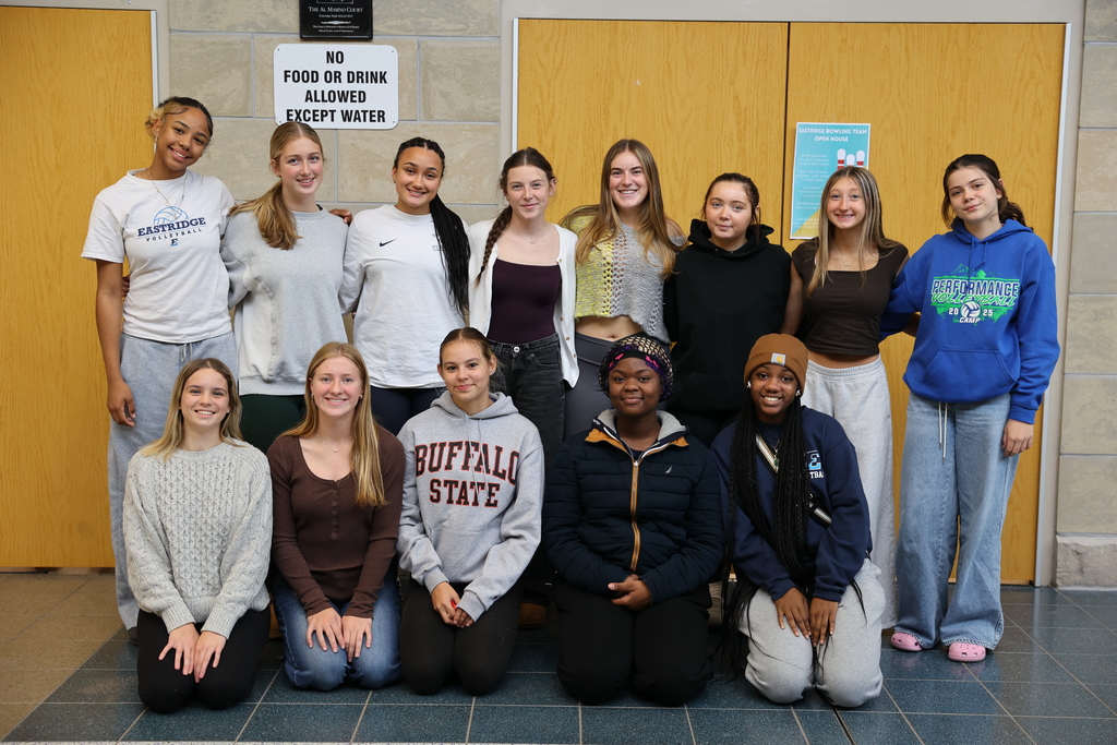 Girls volleyball team poses for a group photo