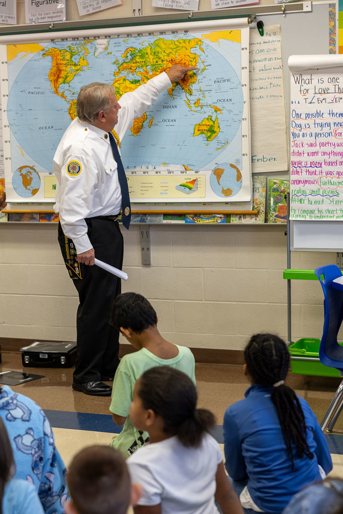 Navy Veteran speaking to the class about his time in the Navy