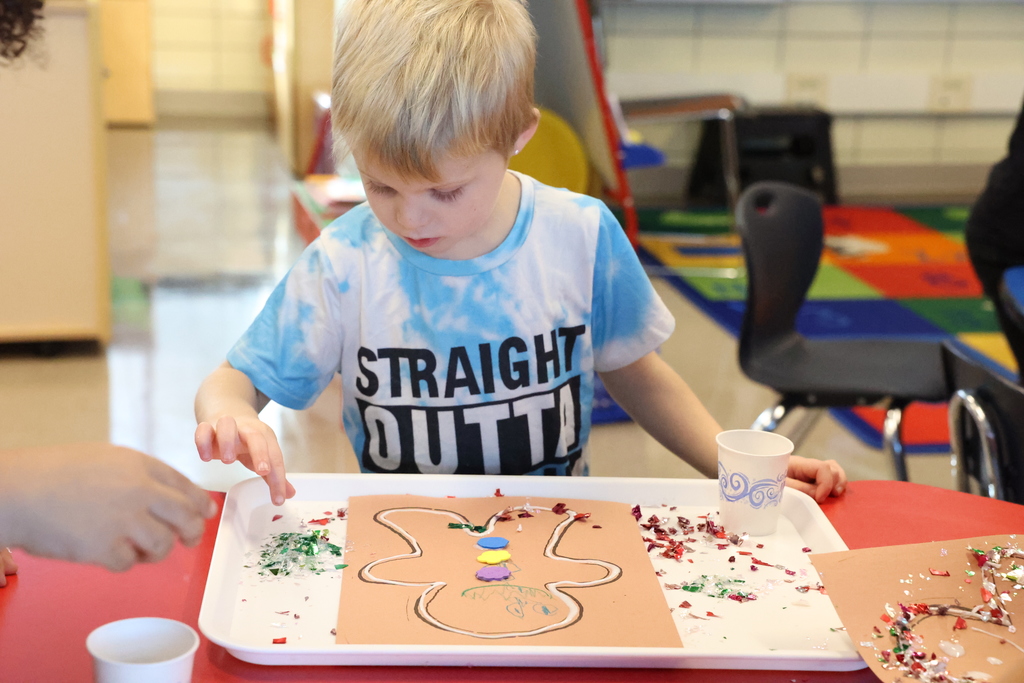 Student works on gingerbread craft