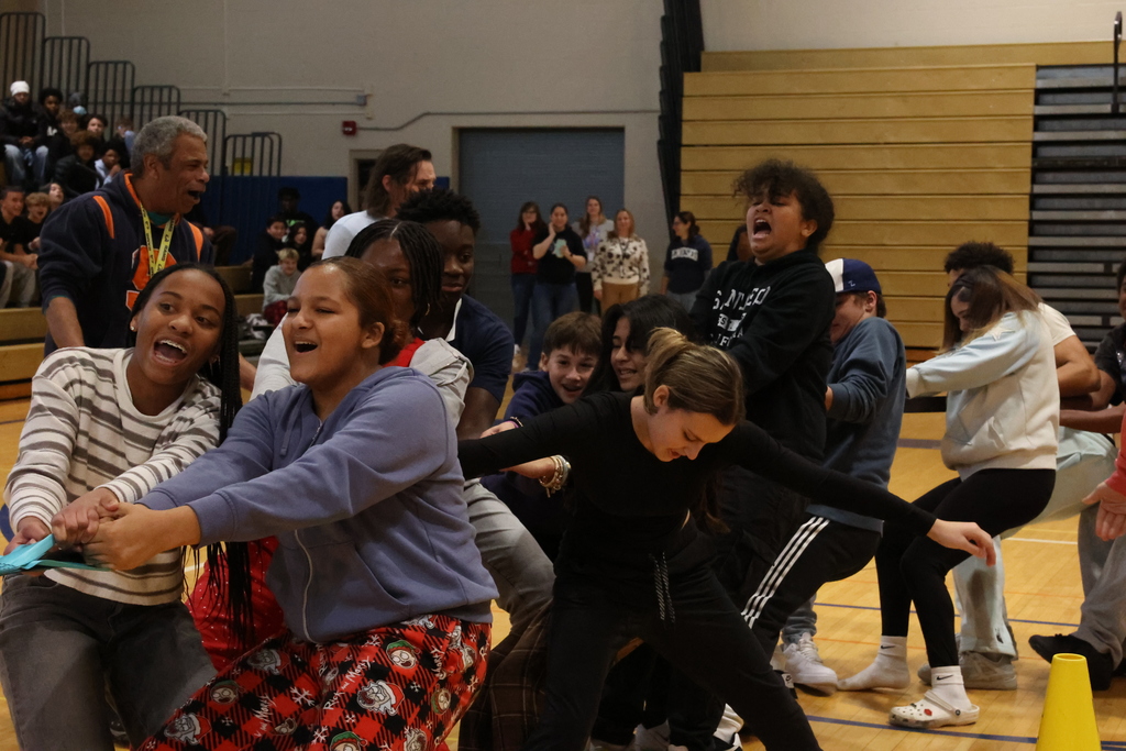 Student participate in tug of war
