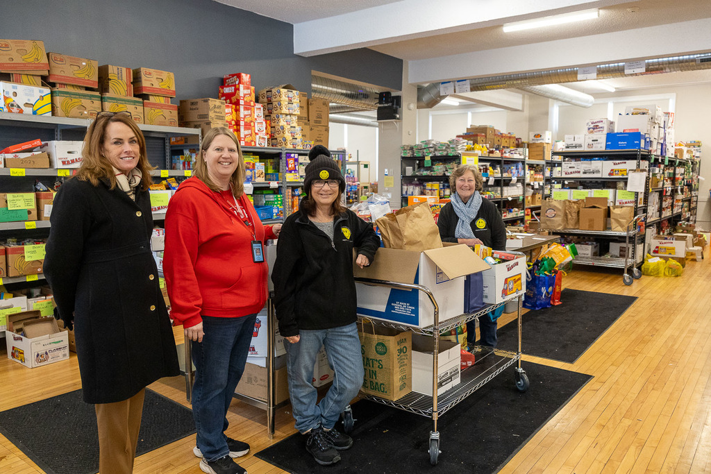 Superintendent Mary Grow, Michelle Barrett, Debbie Evans and staff.
