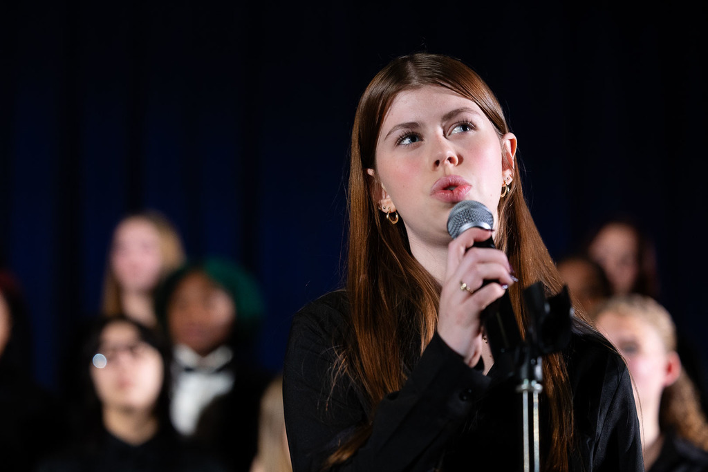 student singing