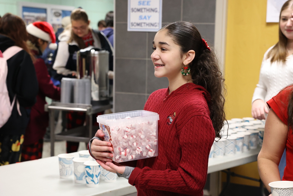 students smiles with peppermint box