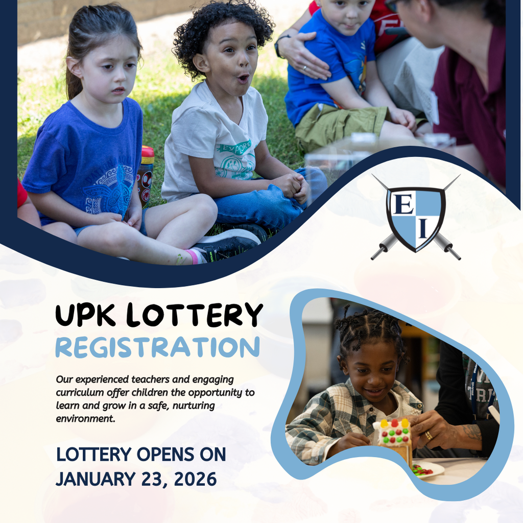 Graphic promoting UPK Lottery Registration opening January 23, 2026, with images of children learning and playing.