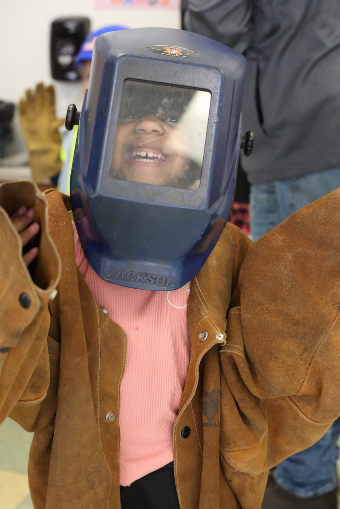 Student wears welder gear