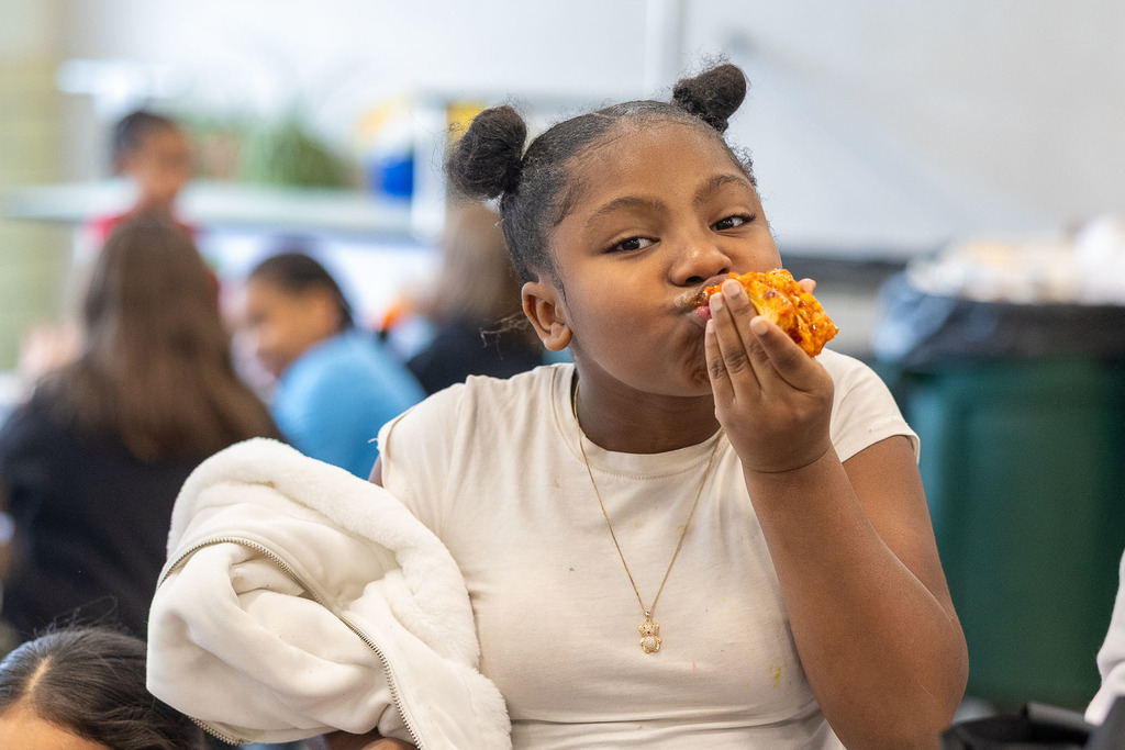 Mrs. Beaton's class enjoying their pizza and ice cream party!