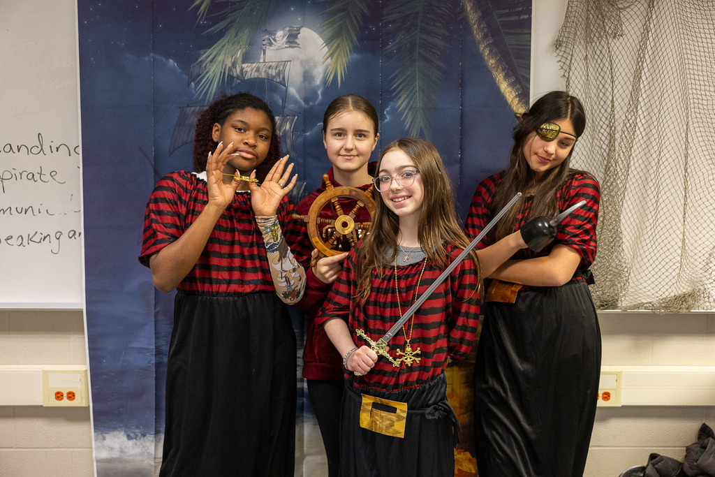 Students dressed as pirated and participating in the classroom lesson
