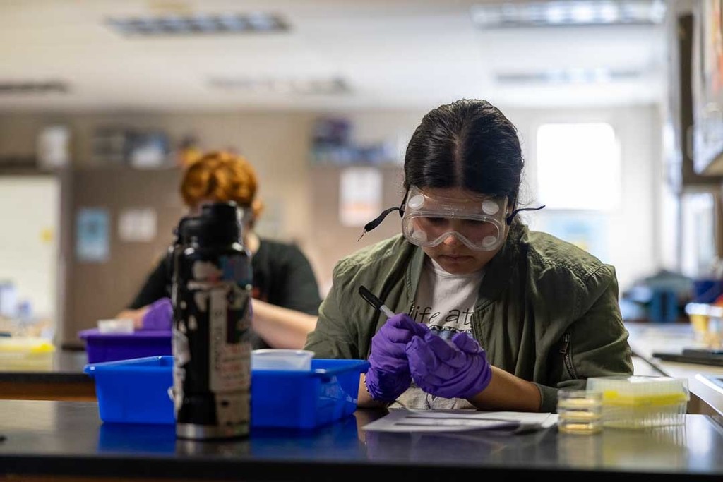 Biotech club conducting an experiment
