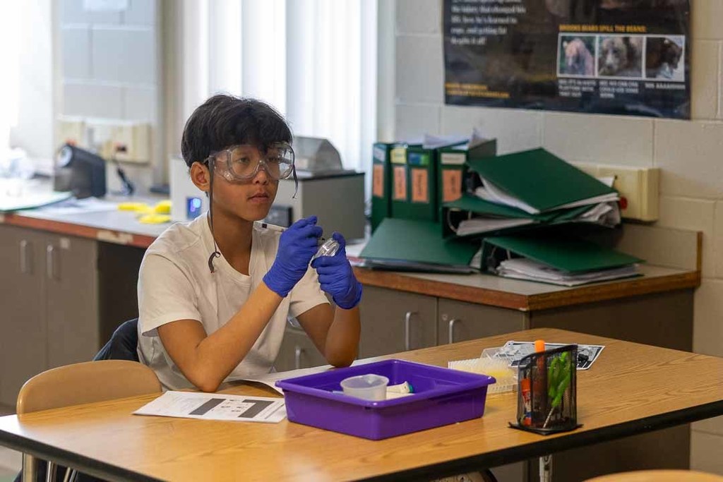 Biotech club conducting an experiment