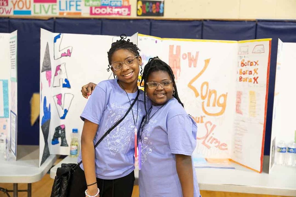 Students with their science project