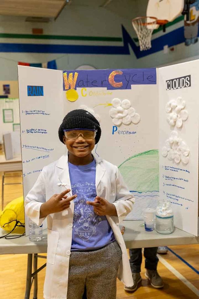 Students with their science project