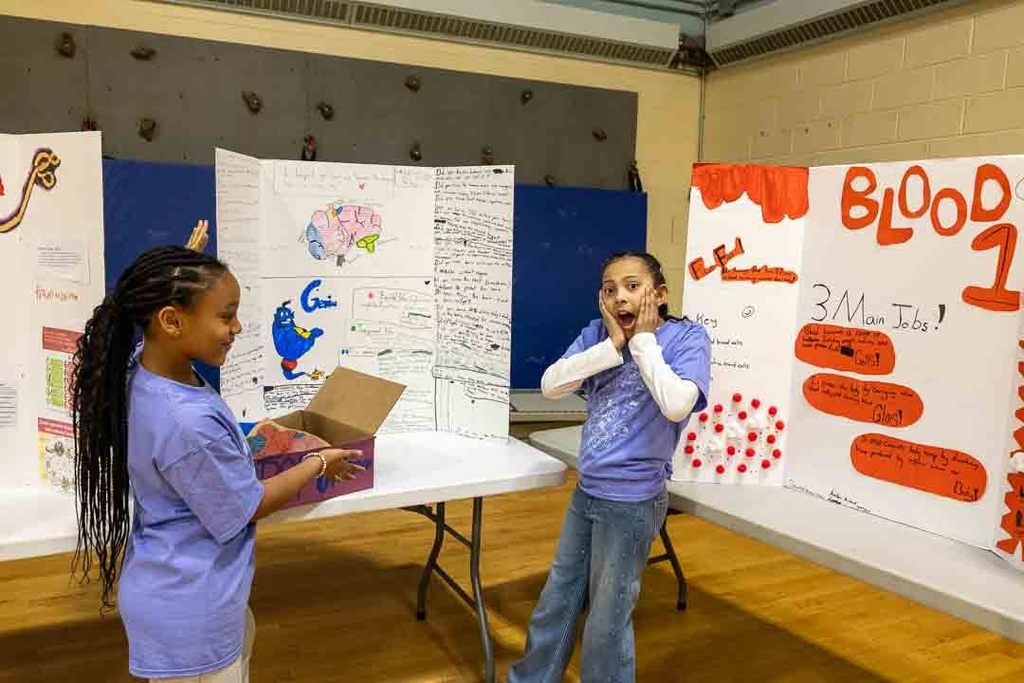 Students with their science project