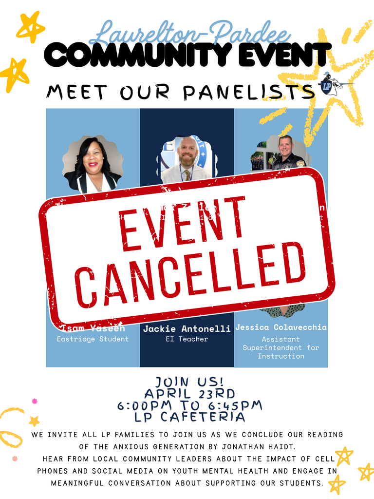 April  23rd event is cancelled.