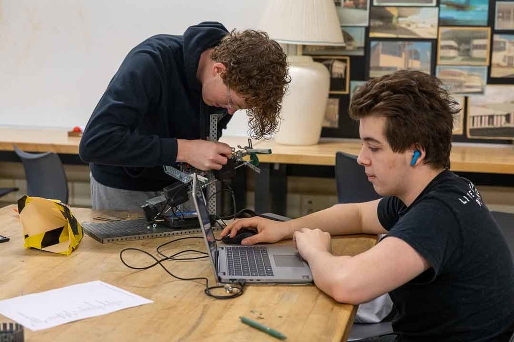 Students working on their marble sorters