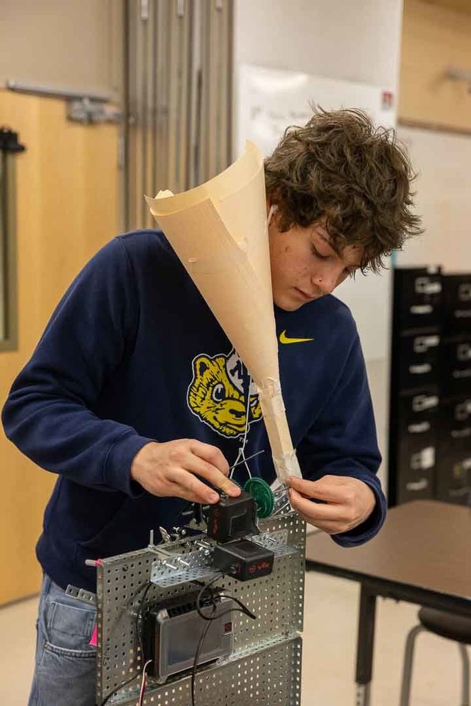 Students working on their marble sorters