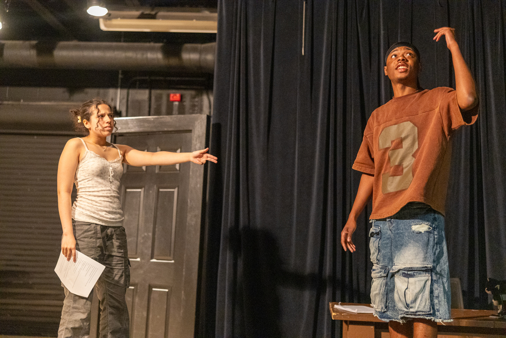 students rehearsing their scenes for the acting showcase