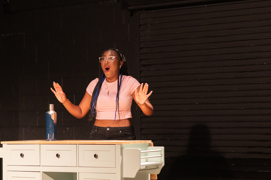students rehearsing their scenes for the acting showcase