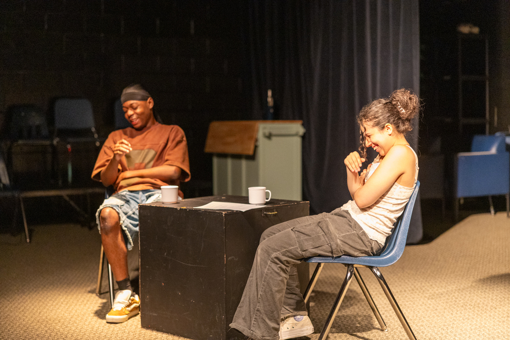 students rehearsing their scenes for the acting showcase