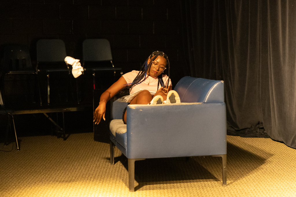 students rehearsing their scenes for the acting showcase
