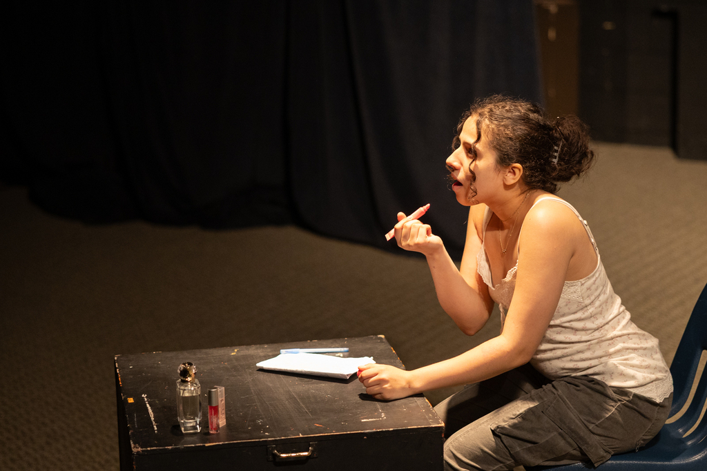 students rehearsing their scenes for the acting showcase
