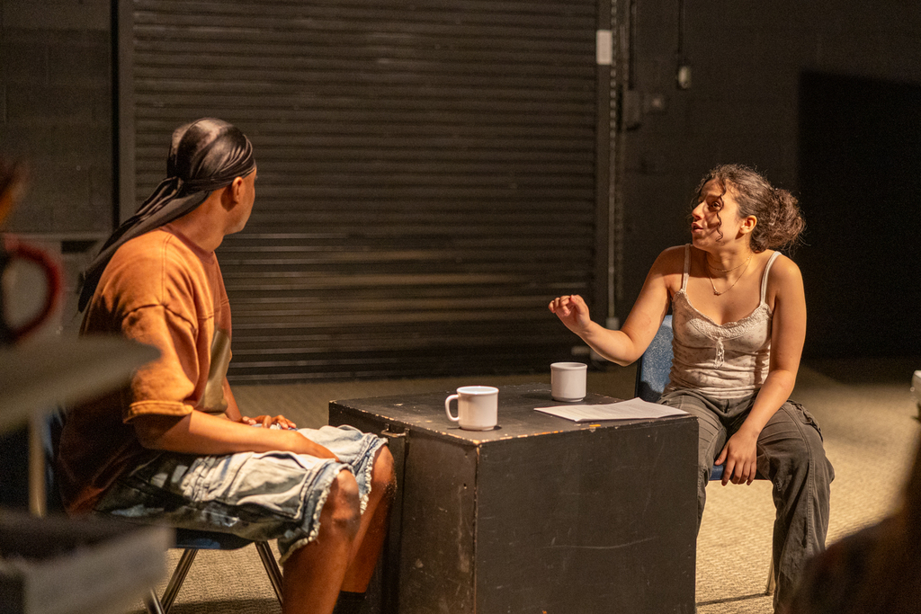 students rehearsing their scenes for the acting showcase