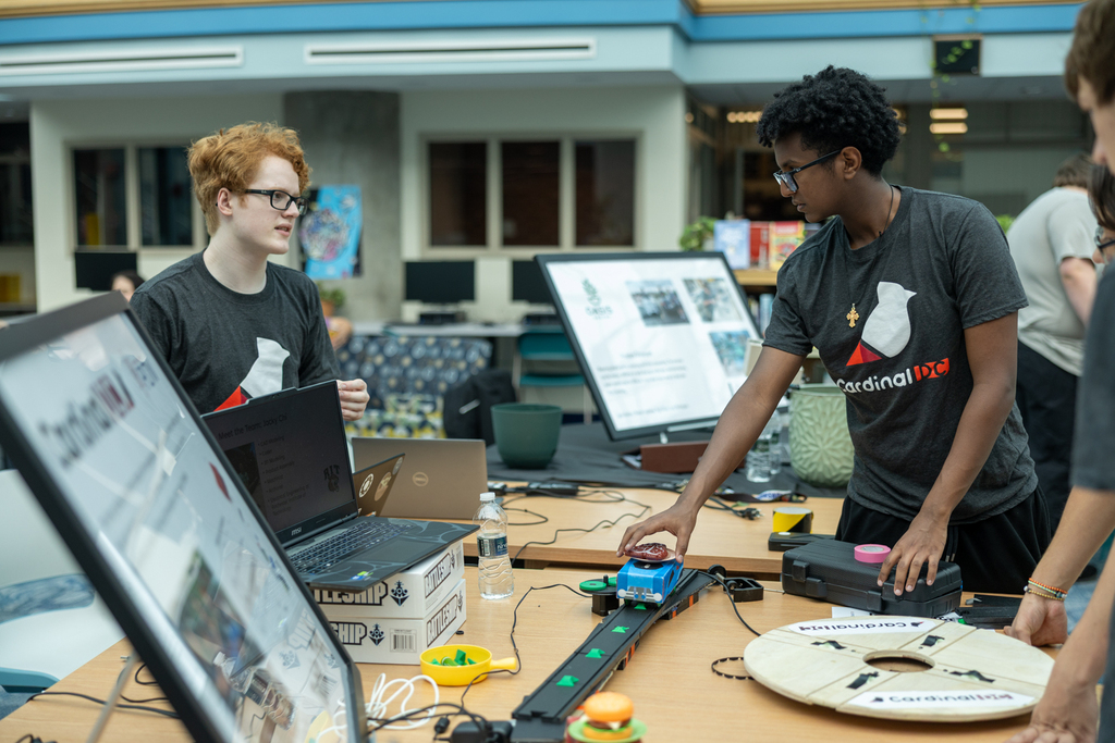 Students presenting their PLTW projects