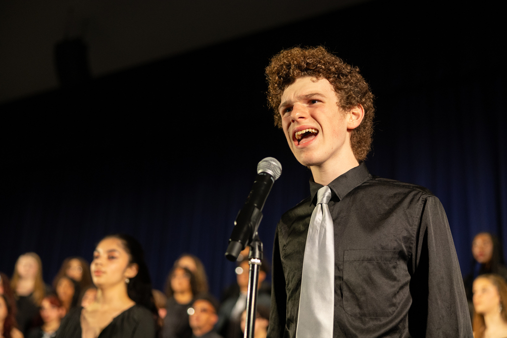 student singing