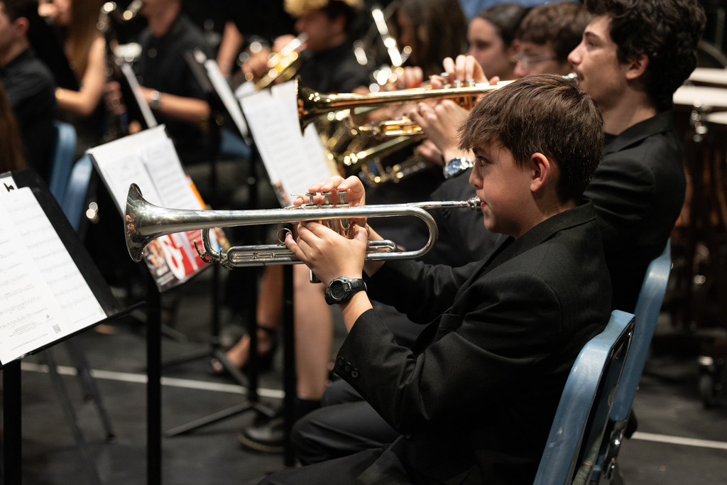 student playing the trumpet