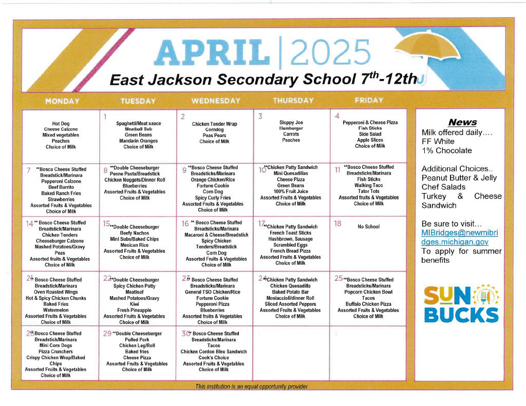 April Menus