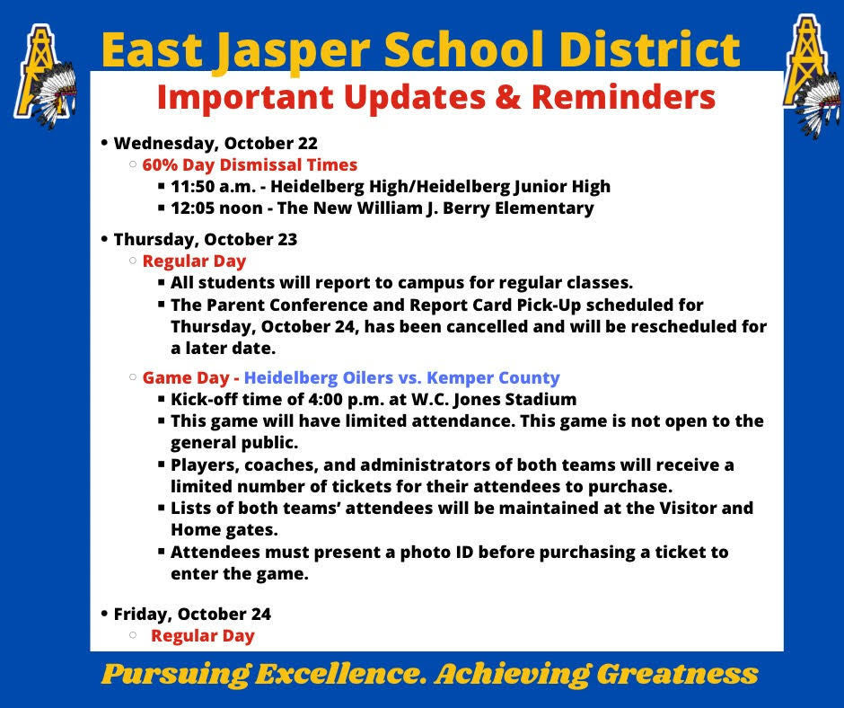 EJSD Updates & Reminders