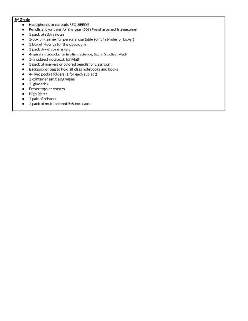 page 2 of supply list