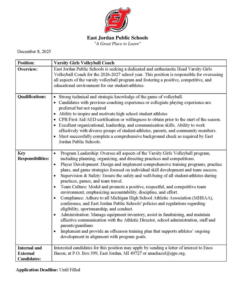 Varsity Volleyball Coach