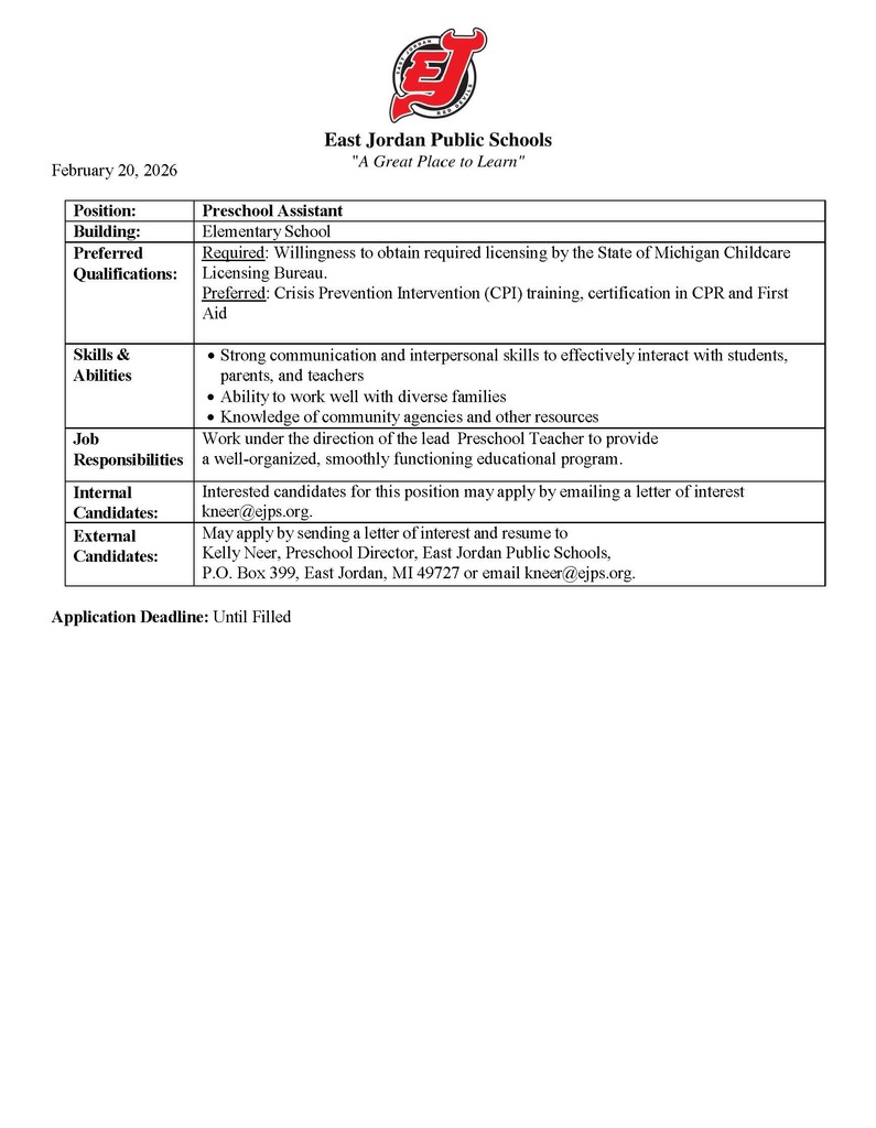 25 26 Preschool Assistant