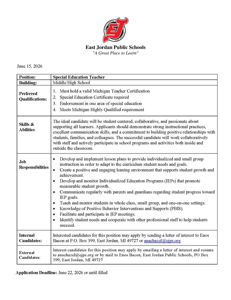 special education teacher position