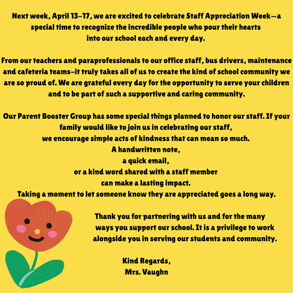 graphic about sending a thank you note to teachers. yellow with a red flower