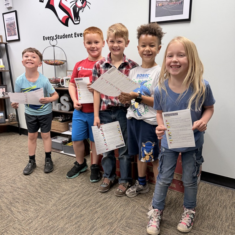 five students reading 