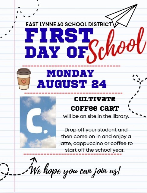 first day of school flier about coffee cart